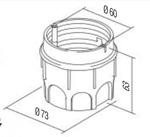 TEM Runddose Ziegelwand Tief MD65-60 Ø65 62mm (DE13)