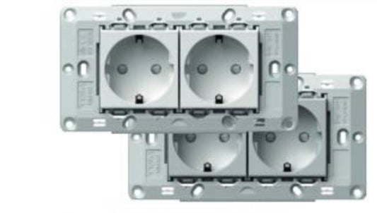 TEM Set Steckdosen 2x Schuko 2P+E 16A 250V~ 4M (CM10)