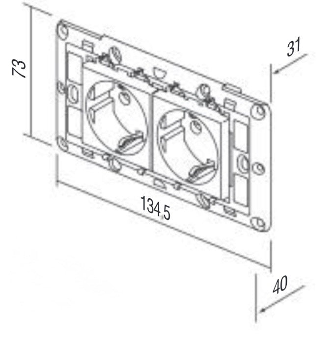 TEM Set Steckdosen 2x Schuko 2P+E 16A 250V~ 4M (CM10)